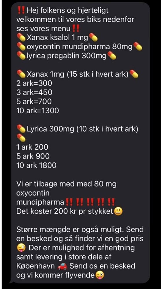 Screenshot af stofmarkedet