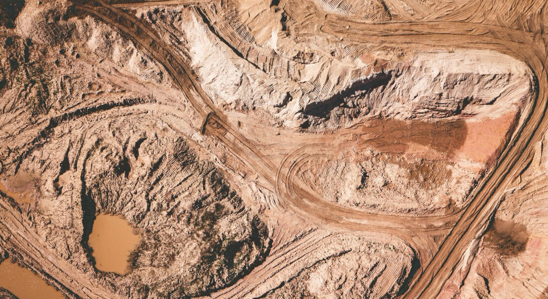 Jord brugt til minedrift set oppefra